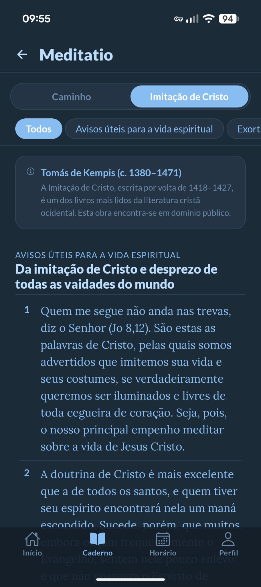 Meditatio — Imitação de Cristo